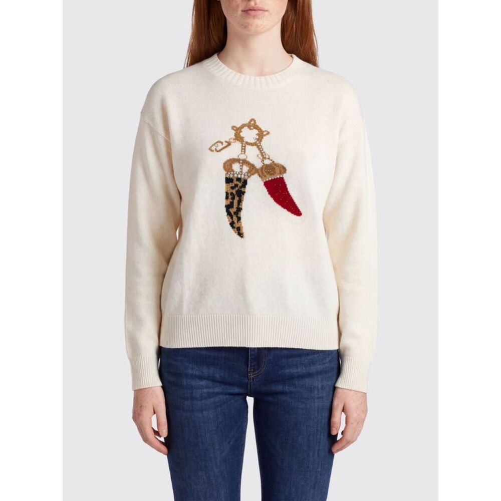 Liu Jo Women Wool Jumper Liu Jo With Graphic Print And Rhinestone Back Logo